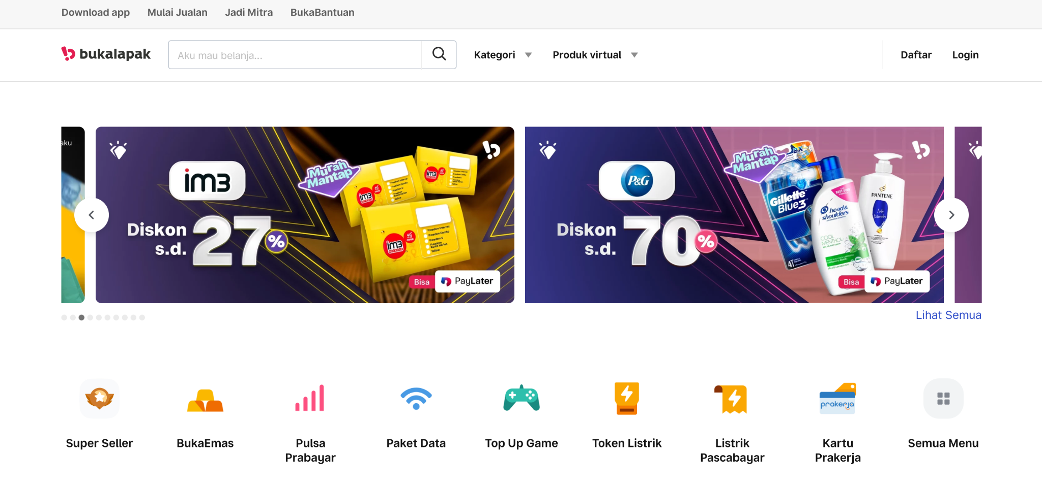 E-Commerce Platform Bukalapak's Homepage | Wallex