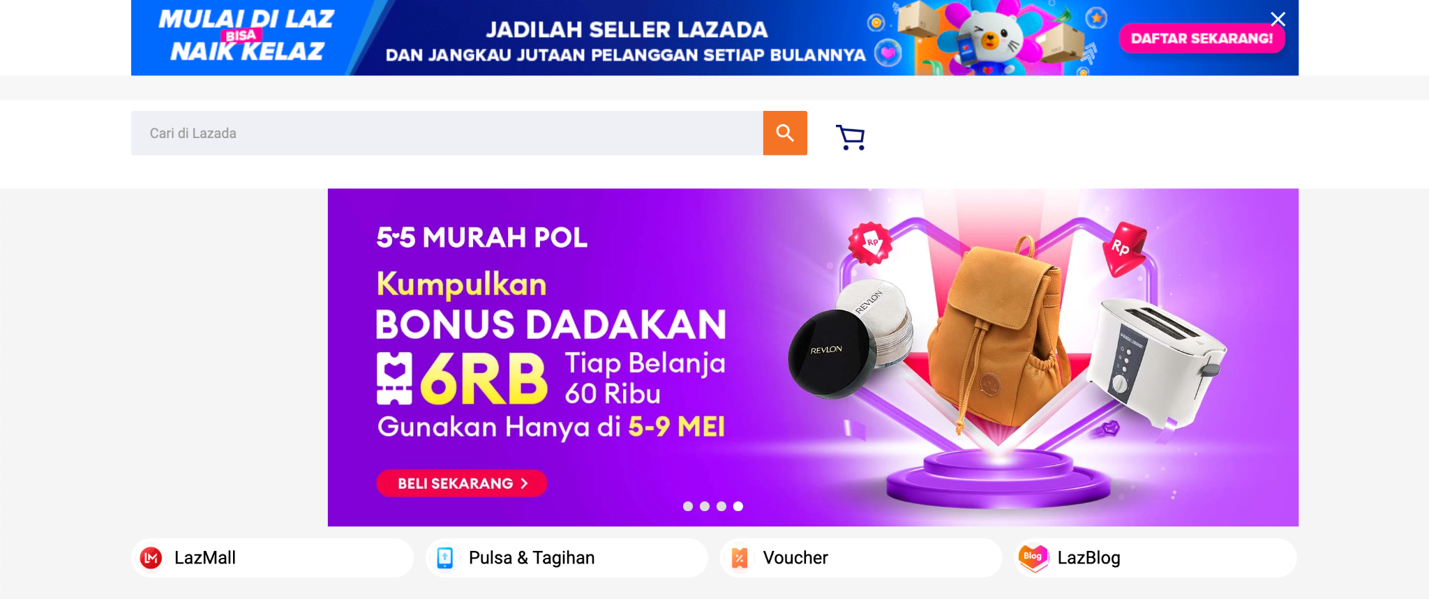 E-Commerce Platform Lazada Indonesia's Homepage | Wallex